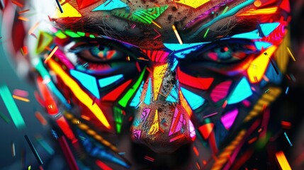 A Close-up Shot of a Abstract portraits with geometric shapes and digital textures