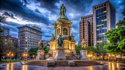 Soldiers and Sailors Monument at Night – Detroit Civil War Memorial in Low Light Photography