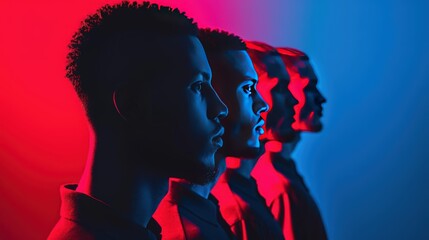 A Close-up Shot of a Abstract group of individuals with radiant color palettes