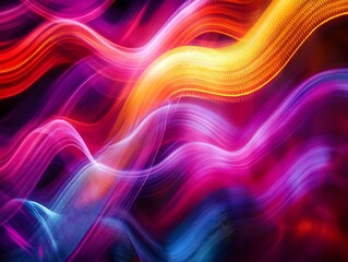 Obraz premium Mesmerizing Vibrant Abstract Light Painting with Luminous Fluid Waves and Prismatic Gradient