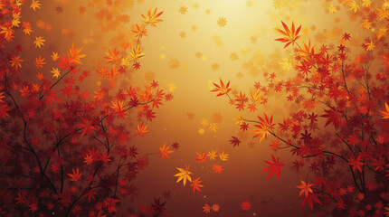 Vibrant Autumn Abstract Wallpaper with Fall Colors and Leaves for Nature-Themed Design Background