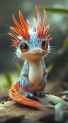 Obraz premium Whimsical Fantasy Creature with Blended Animal Features in Cute Digital Style