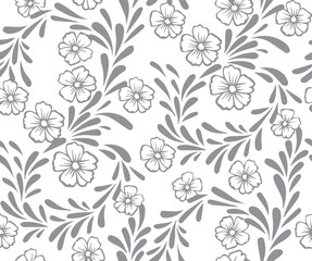a floral pattern with flowers on a gray background.