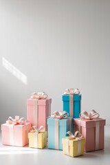Colorful Gift Boxes with Bows for Celebration.