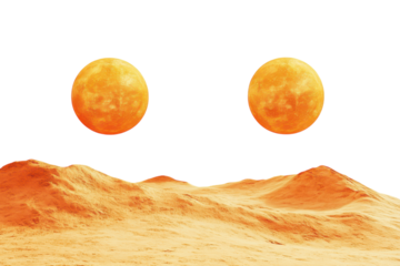 Stunning Alien Desert Landscape Featuring Two Suns: Perfect for Sci-Fi Themes and Creative Projects
