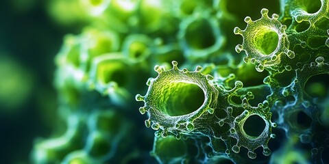 Close-up of bacteria under a microscope	