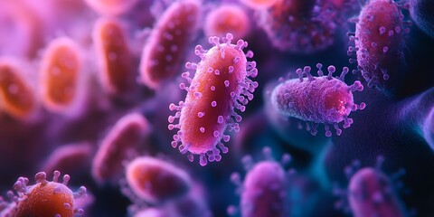 Fototapeta premium Close-up of bacteria under a microscope