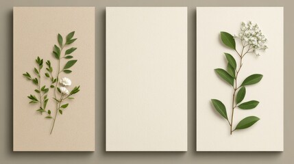 Three vintage invitations with classic floral motifs, aged textures, and elegant typography, very realistic