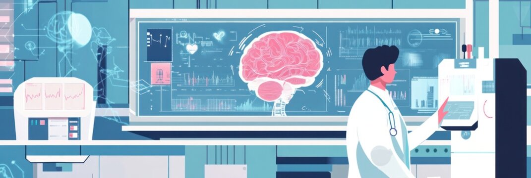 Doctor using AI and robotic tools to diagnose brain health issues