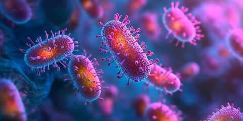 Fototapeta premium Close-up of bacteria under a microscope