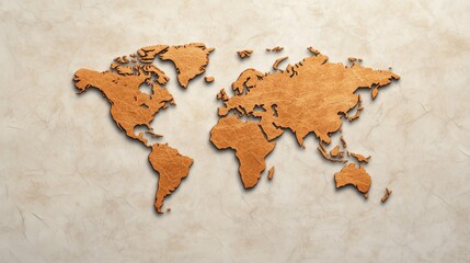 Vintage Textured World Map Print for Background Use