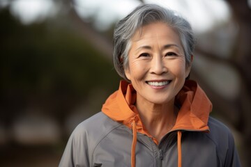 Portrait of a smiling active senior woman in sport clothes at home