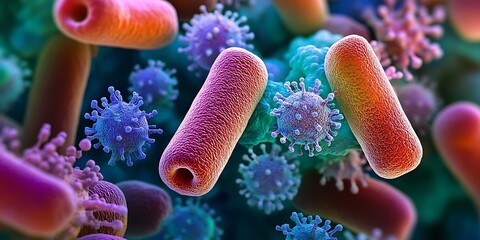 Fototapeta premium Bacteria under microscope