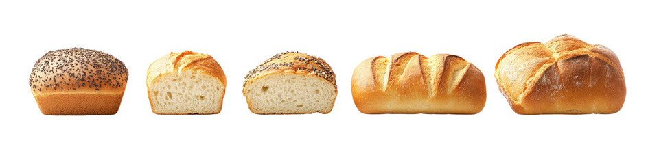 Freshly baked bread loaves on a white isolated background. transparent background