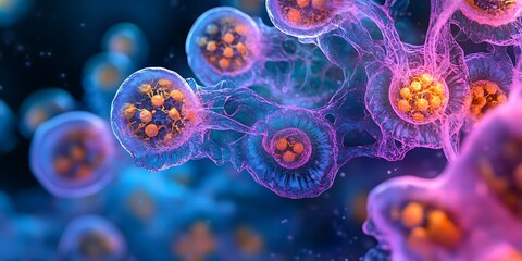 Close-up of bacteria under a microscope