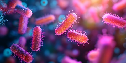 Fototapeta premium Close-up of bacteria under a microscope