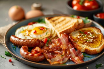 Full English breakfast served on plate