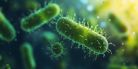 Naklejka premium Close-up of bacteria under a microscope