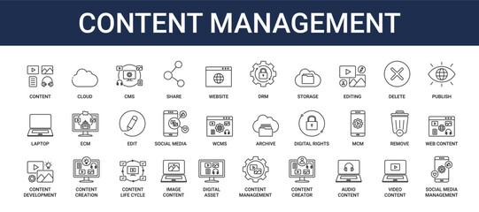 Content Management Icon Set Collection