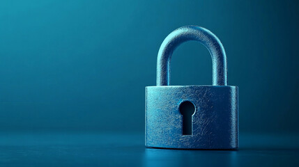 Fototapeta premium Minimalistic Blue Padlock Close-Up Photograph