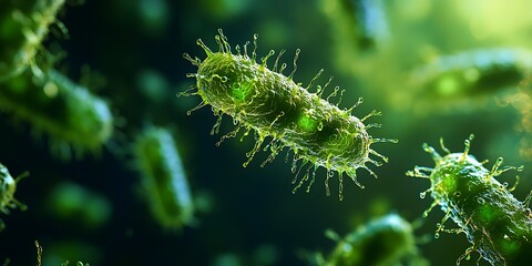 Fototapeta premium Close-up of bacteria under a microscope