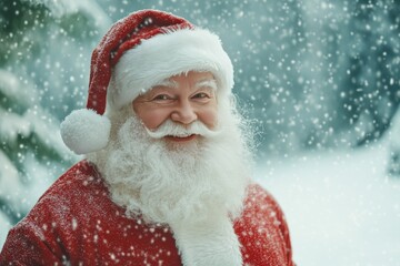 Joyful Santa Claus in Winter Wonderland