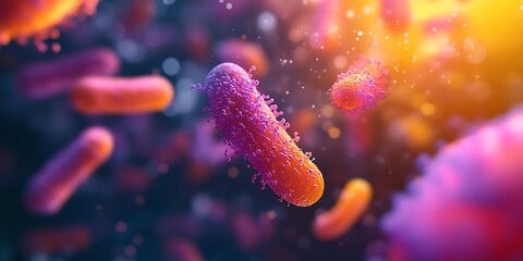 Fototapeta premium Close-up of bacteria under a microscope