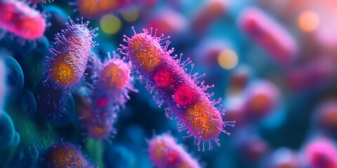 Naklejka premium Close-up of bacteria under a microscope