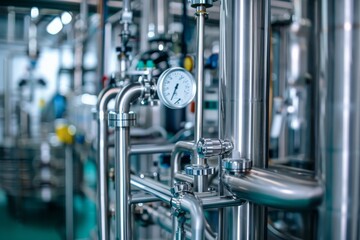 A high-tech hydrogen production facility, where engineers monitor the process of creating green hydrogen. MZ 