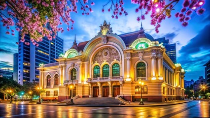 Obraz premium Stunning Facade of the Saigon Opera House in Vietnam - Architectural Beauty and Historical Significance