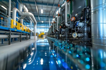 Fototapeta premium A high-tech hydrogen production facility, where engineers monitor the process of creating green hydrogen. MZ 