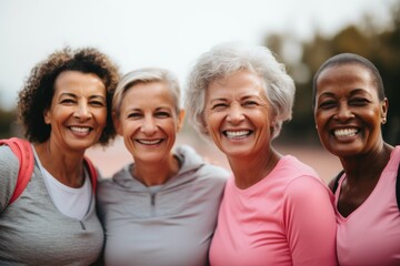 Fototapeta premium Smiling portrait of a group senior women in sport clothing