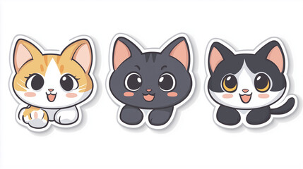 Fototapeta premium A cute cat paw print design featuring different poses and expressions