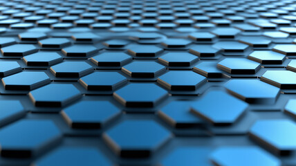 Obraz premium Glossy Blue Hexagonal Pattern