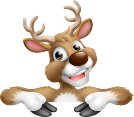 Cartoon Santa Claus Father Christmas Reindeer Sign © Christos Georghiou