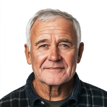 positive person, isolated white background, elderly man