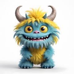 Naklejka premium Cute monster and demon on white background Created with Generative AI technology.