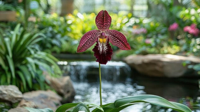Deep burgundy milt onia orchid with waterfall petals