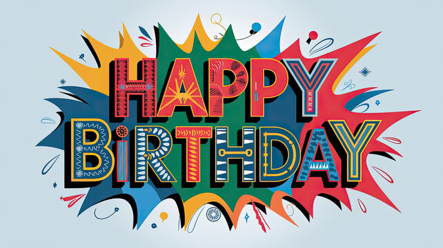Happy birthday celebration with vibrant colors and dynamic design