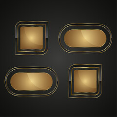 Four Luxury buttons vector style in premium. and VIP luxury button Play. 4 Vector web buttons isolated on white background
