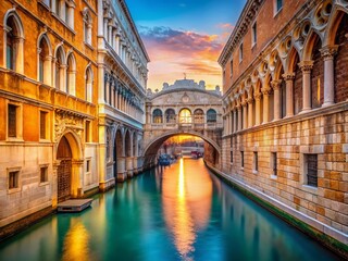 Obraz premium Stunning Portrait of the Bridge of Sighs and Doge Palace in Venice, Italy - Iconic Landmarks Photography