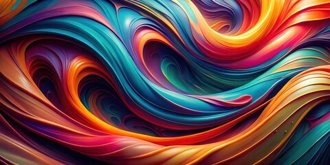 Obraz premium Abstract Swirling Waves of Vibrant Hues Intertwined in a Symphony of Color