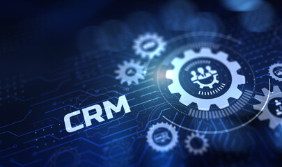 CRM Customer relationship management software system. Business technology concept.