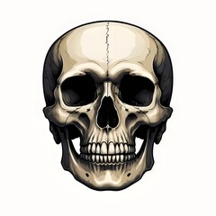 Fototapeta premium Drawing, sketch. Human skull. Isolated on white background.