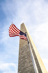american flag on the roof