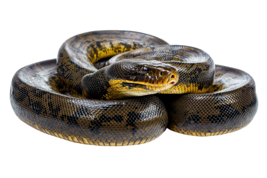 Anacondas Isolated on transparent Background for Educational and Promotional Use in Wildlife and Nature Conservation Materials
