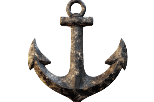 High-Quality Isolated Anchor Image on Transparent Background Perfect for Nautical Designs and Marine-Themed Projects