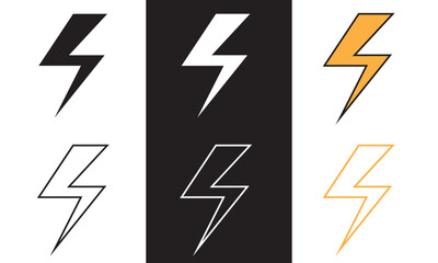 Thunder flat icon. Vector illustration isolated on white and black background. EPS 10