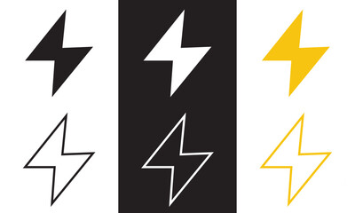 Thunder flat icon. Vector illustration isolated on white and black background. EPS 10
