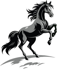 black beauty horse illustration logo 